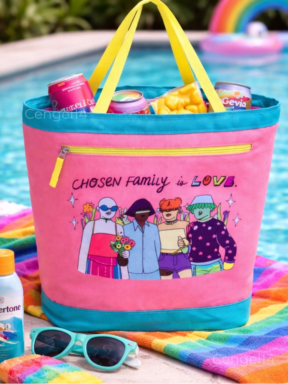 Target Insulated Cooler Tote Pink Blue Festival Beach Bag NWT